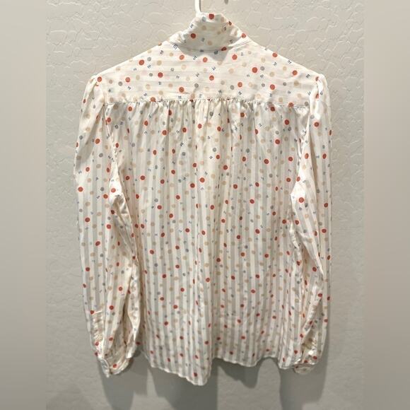 EVAN PICONE | Vintage Cream Polka Dot PussyBow Blouse Made in Japan | Size 14 - Picture 6 of 8